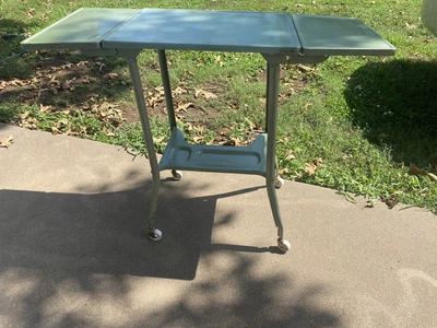 $64 • Buy Vintage Toledo Ohio Typewriter Stand Two Leaves - Rolling Metal Steel Table Fold