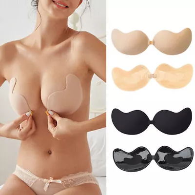 Silicone Strapless Push Up Bra Backless Self Adhesive Invisible Lace Stick On / • £5.51