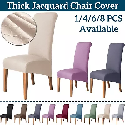 Highback Dining Chair Covers Seat Slipcover Jacquard Chair Protector Removable • $17.09