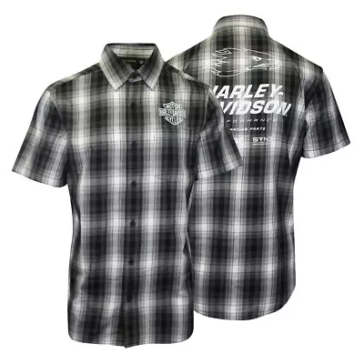 Harley-Davidson Men's Shirt Black Plaid Screamin' Eagle S/S Shirt (S57) • $37.89