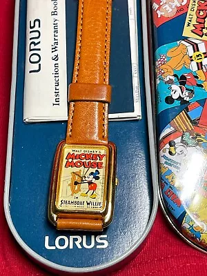 NEW Mickey Mouse LORUS Disney Watch  STEAMBOAT WILLIE  In Original Gift Tin • $42