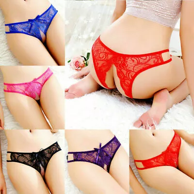 Women's Lace Panties Crotchless Underwear Thongs Lingerie G-string Floral Briefs • $1.76