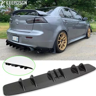 For Mitsubishi Lancer Carbon Fiber Rear Lip Bumper Diffuser Shark Fin 7 Wing • $49.73