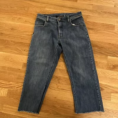 Marmot Women's Straight Leg Medium Wash Jeans Size 32 X 23” Copped Raw Hem • $4.99