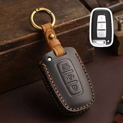 Leather Car Remote Key Fob Case Cover For Hyundai Accent Ix35 I30 For KIA Black • $24.99