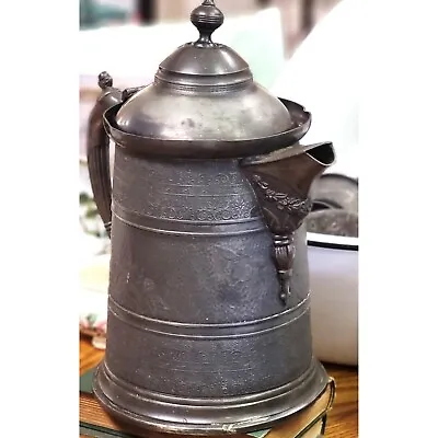 Antique Turn Of 19th Century Ornate Metal Water/Coffee Pitcher • $59