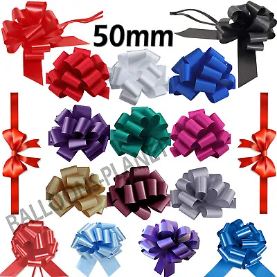 £1.99 • Buy 5,10,20 Pull Bow Gift Wrapping/Party/Wedding Decor Wrap Large Ribbon Plain 50 Mm