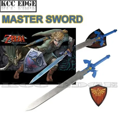 37.5  1:1 BLUE FULL SIZE Zelda Link's Master Hylian Sword W/ Plaque Cosplay Xmas • $66.89
