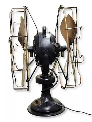 Antique Electric 16  Marelli Partner Desk Oscillating Fan Brass Blade Cage • $549.99