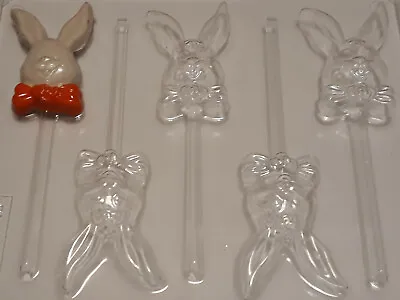 5 Cavity Cute Bunny Rabbit Chocolate Lollipop Mould Easter Bunny • £5.75