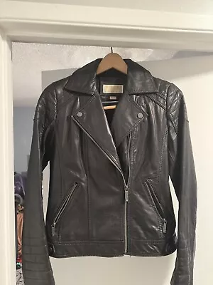 Michael Kors Black Leather Moto Jacket M • $98.76