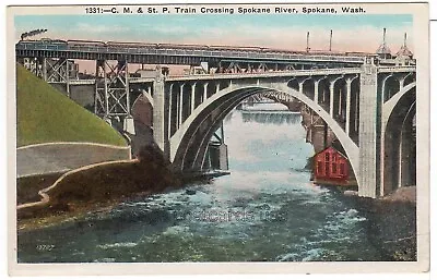 CM & St. P Train Crossing In Spokane WASHINGTON 1927 White Border Postcard • $2.99
