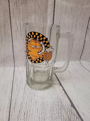 VTG 1978 GARFIELD THE CAT Large Glass 32oz Beer Mug HEADS UP Jim Davis Cartoon  • $34.99