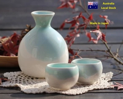 Made In Japan Traditional Style Underglaze Colored 3 Piece Sake Set In Gift Box • $139.95
