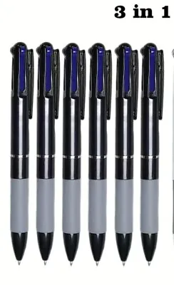 5 X Retractable Multi Colour Ballpoint Pen 3 In 1. Black Blue Red. Not 4 In 1 • £4.49