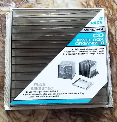 24 Slot MEMOREX Desktop Jewel CD Media Storage Holder Rack Organizers ~ NOS • $8.95