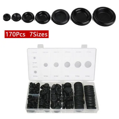 US 170PCS 7Sizes Rubber Grommet Firewall Hole Plug Electrical Wire Gasket Parts • $22.49