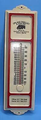 Orland Dwelley & Son Inc Wood Waite Maine Hard Plastic Wall Thermometer Old Wear • $20