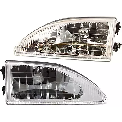 Headlight Set For 94-98 Ford Mustang Left And Right Crystal With Bulb 2Pc • $55.68