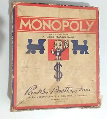 Vintage Monopoly Game Piece Parker Brothers Money Wood Pieces 1935 Instructions • $49