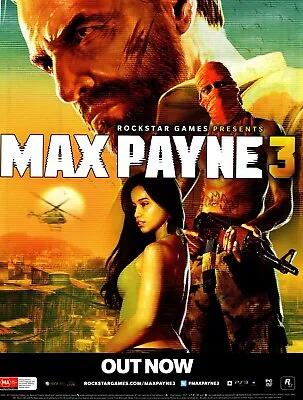 Max Payne 3 By Rockstar Games Original A4 Colour Print Ad • $19.99