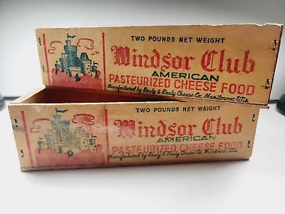 Windsor Club Castle Wooden Cheese Boxes Graphics Handmade Vintage Set Of 2 • $15