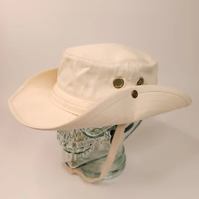 Vintage Mens Boonie Hat Beige Size Large Made USA Distressed Patina Brass Button • $22.50