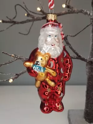 Glass Bauble Father Christmas Tree Decoration Santa Claus Large Red • £5.90