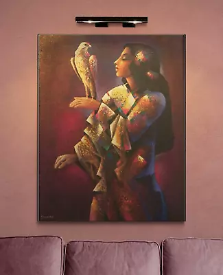 Ali Hussain علي حسينSYR Fine Arts Original Painting Girl & Her Eagle 31  X 39  • $2400