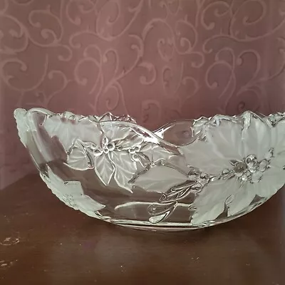 Mikasa Crystal Poinsettia Pattern 11.25  Oval Serving Bowl • $25