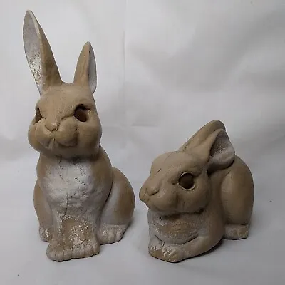Vintage Rabbit Bunny Garden Ornament Plastic Figurine (Lot Of 2) Hollow Weighted • $24.99