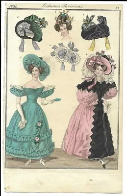 Journal Des Dames Et Des Modes  Regency Fashion Plate  Parisien  1830 Frankfurt • £12.99