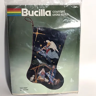 Bucilla O'Holy Night Stocking Kit Christmas Needlepoint Cross Stitch Vtg Kit • $21