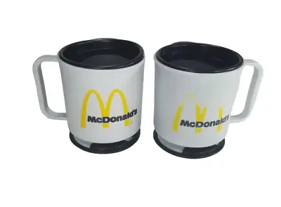  Lot Of 2 McDonald's Coffee Travel MUG Plastic CUP 80s 90s Gray Yellow • $11.40