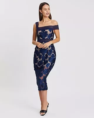 $99.95 • Buy ALICE McCALL Magic Moonlight Blue Lace Velvet Off Shoulder Midi Dress Size AU 10