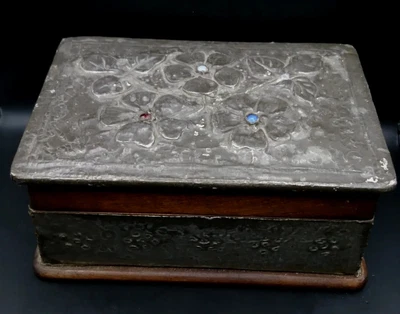 £114 • Buy Vintage/Antique Handmade Pewter & Wood Arts And Crafts Design Box. 🇬🇧 
