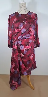 £26 • Buy BNWT Women's CHI CHI London Drape Detail Floral Midi Dress In Berry Size UK 16
