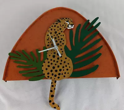 Hand Painted Cheetah Wall Clock By Kalalou Tail Moves • $59.99