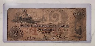 1849 Issue Cochituate Bank Of Boston Mass. $2 Two Dollar Note Circulated • $19.98