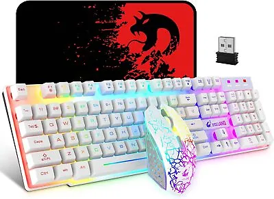 $52.99 • Buy Wireless Gaming Keyboard And Mouse,Rechargeable Rainbow Backlit Gaming Mouse Pad