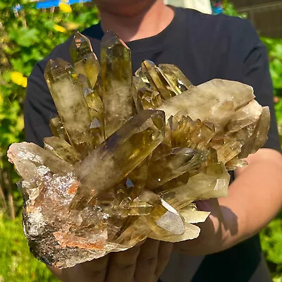 8.49LB Natural Citrine Crystal Quartz Cluster Mineral Specimen Healing 594 • $0.99