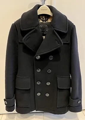 BURBERRY LONDON Pea Coat Wool - Double Breasted Jacket - Black - Small - Men’s • $1150