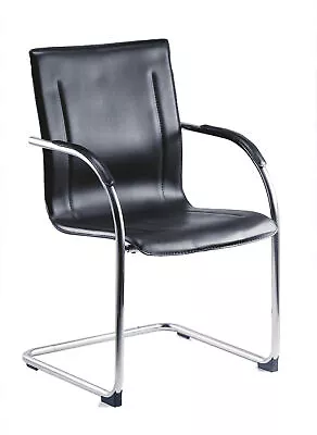 Guest Leather Effect Cantilever Chair Black B9530 • £133.15