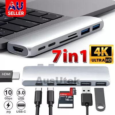 7-in-1 Aluminum USB Type-C Port Pro Hub HDMI 4K HD SD/TF Adapter NEW MacBook Pro • $26.75