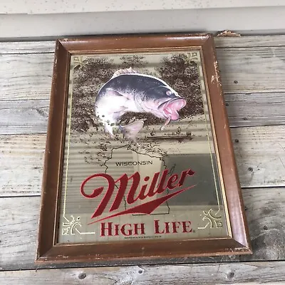 Miller High Life Sportsmen’s Series Wisconsin Bass Mirror Bar Beer Sign • $65