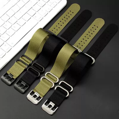 High Quality Breathable Nylon Canvas Watch Band Straps Mens Military Style 22/23 • $19.88