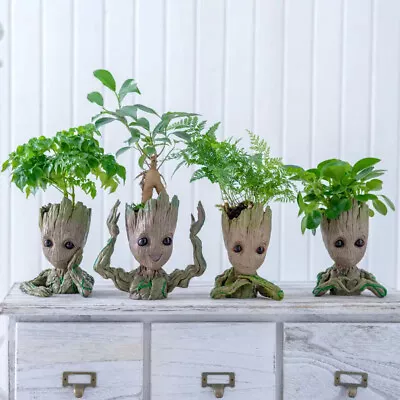 Cartoon Baby Groot Flower Pot Tree Man Planter Action Figures Model Garden Decor • £10.99