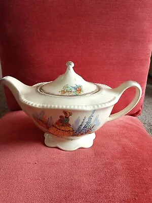 £13.50 • Buy Vintage Tea Pot.  Woods Ivory Ware Pottery England.  Crinoline Lady In Bonnet 