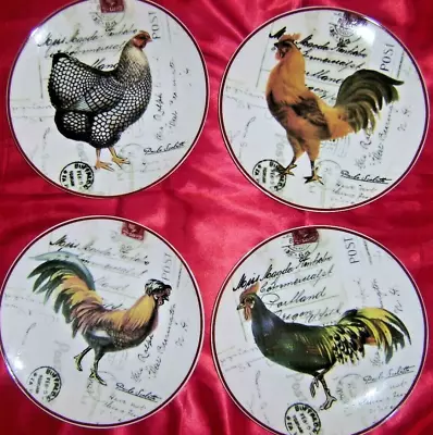 4 CHICKEN 8 Inch Plates By Paul Scaletta Cape Craftsmen 2005 • $25