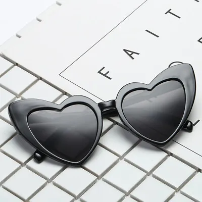 Retro Love Heart Shape Sunglasses Oversized Cat Eye Girls Fancy Dress Hen Party • £5.50